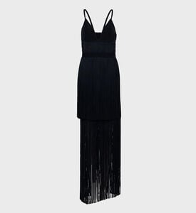 Bustier Inspired Plunging Fringe Gown Bustier Inspired Plunging Fringe Gown