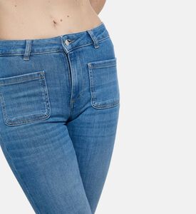 Ba and Sh Patch Pockets Flared Denim Pants, Model View