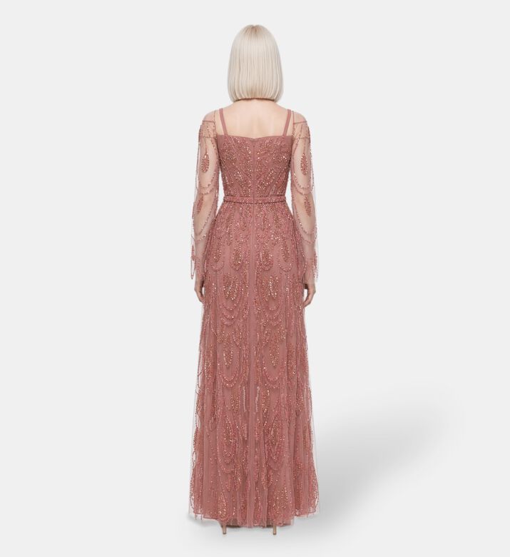 Suzy Matar Sequinned Tulle Evening Gown, Model View