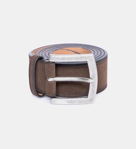 حزام بإبزيم معدني ذهبي من جلد السويد