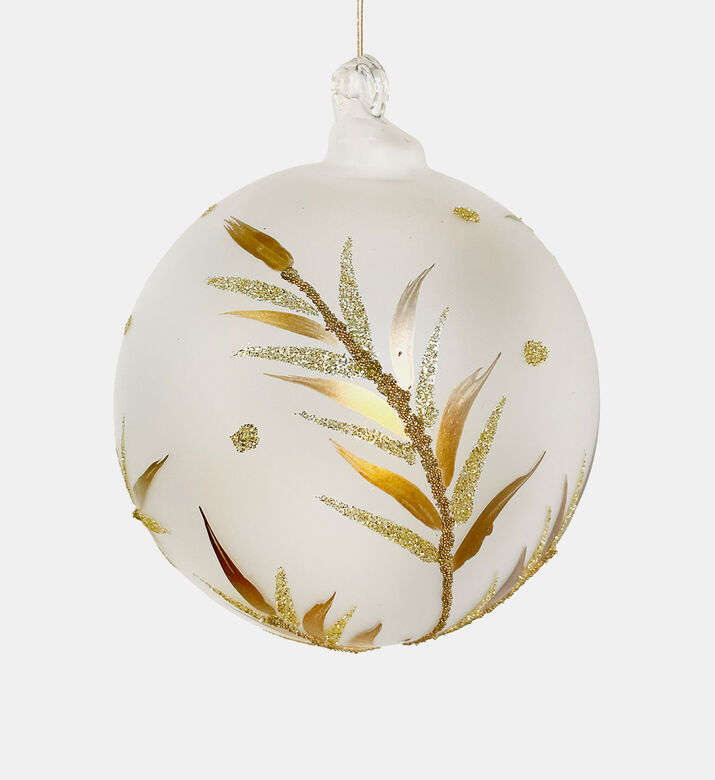 Gold Painted Leaf Glass Bauble