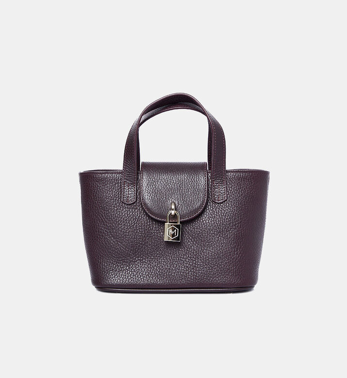 Maya.M Leather Logo-lock Handbag, Burgundy, Packshot View