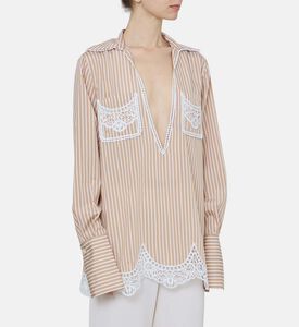 قميص مخطط بتفاصيل دانتيل