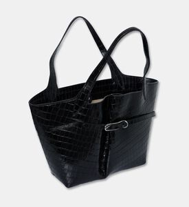 Liffner Calf Leather Belted Bag, Black, Packshot View