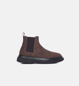 بوت بطول الكاحل جلد بجزء مطاطي