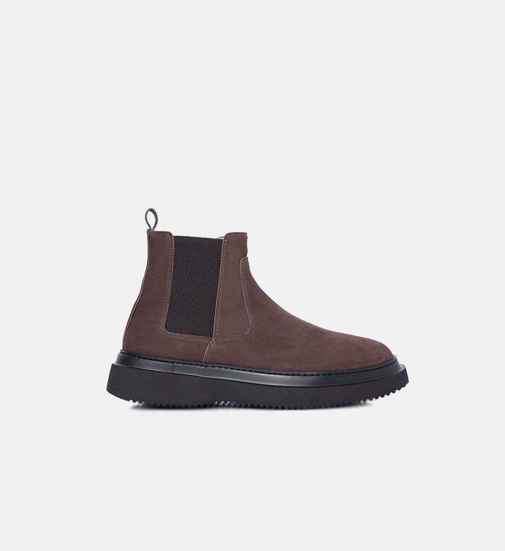 Elastic-insert Leather Ankle Boots