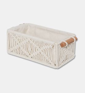 Home Deco and More Natural Cotton Tote Basket, White, S, Packshot View