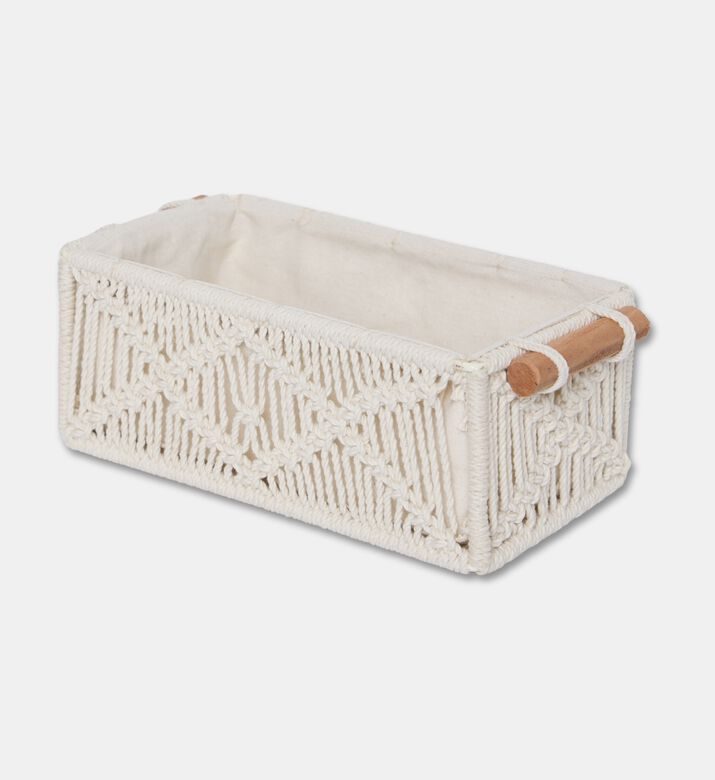 Home Deco and More Natural Cotton Tote Basket, White, S, Packshot View