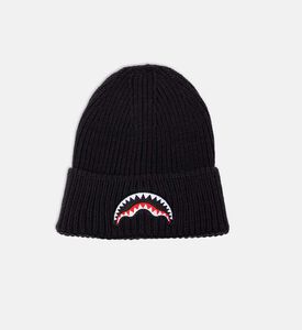 Sharkmouth-embroidery Ribbed Beanie