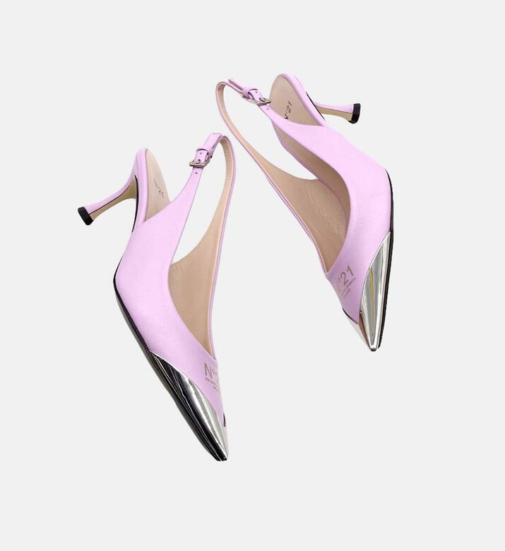 Leather Logo-print Mid-heel Pumps