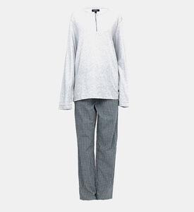 بيجامة طويلة بمربعات قطعتين