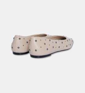 Arezzo Stud-embellished Ballet Flats, Beige, Eu-38, Packshot View