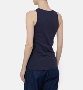 Patou Fitted Logo-embroidery Top, Blue, L, Model View