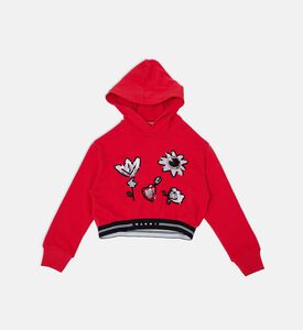Sequined Flowers Hooded Sweatshirt