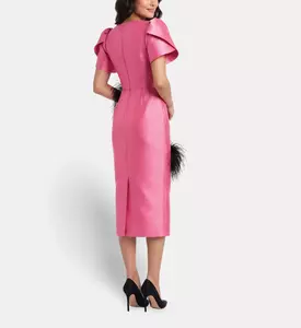 Savanna Amahle Feather Embellished Dress, Pink, L, Model View