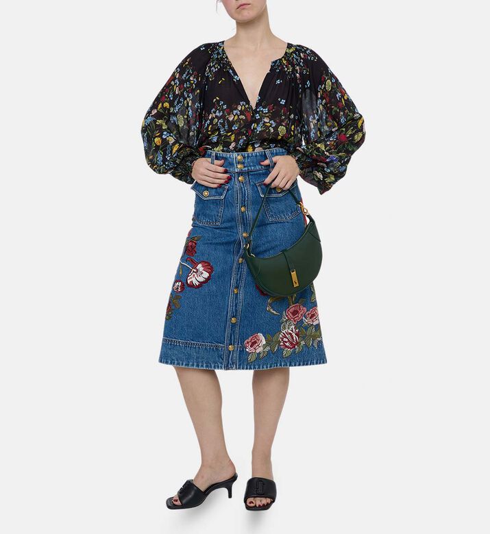 Alice and Olivia All-over Floral-print Long-sleeve Blouse, Model View