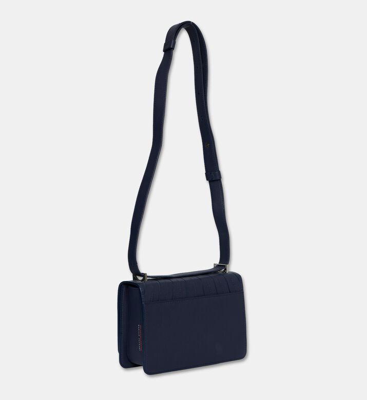 Camille Fournet Signature Calf Leather Pleated Shoulder Bag, Indigo, Packshot View