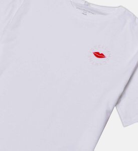 تيشيرت بطبعة شفاه حمراء غرافيكية