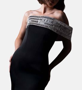 Jean Louis Sabaji Crystal-embellished Side Slit Gown, Model View