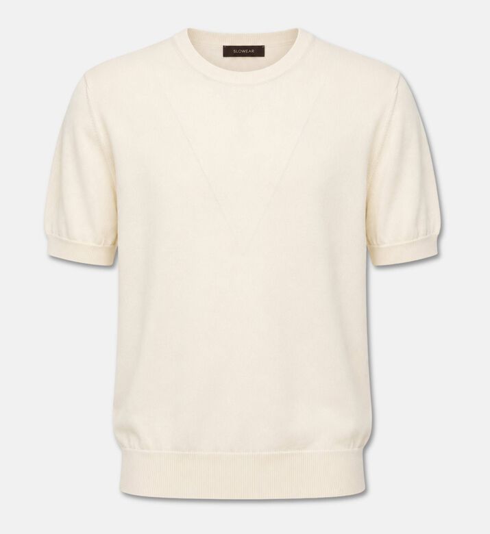 Slowear Crewneck Short-sleeve Knit Sweatshirt, White, 56, Packshot View
