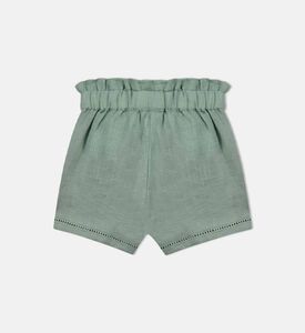 شورت بجيوب دانتيل مكشكش للبنات