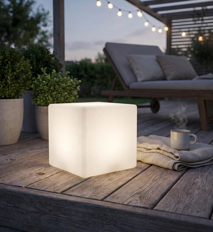 Home Deco and More Resin Led Ligh Cube 35x35x35 Cm, Packshot View