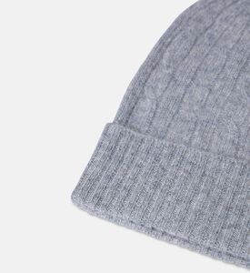 Galeries Lafayette Cable-knit Turn-up Beanie Hat, Light-grey, Fs, Packshot View