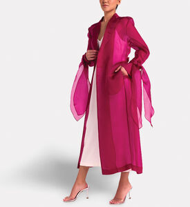 Savanna Silk Organza Summer Coat, Fuchsia, S-m, Model View