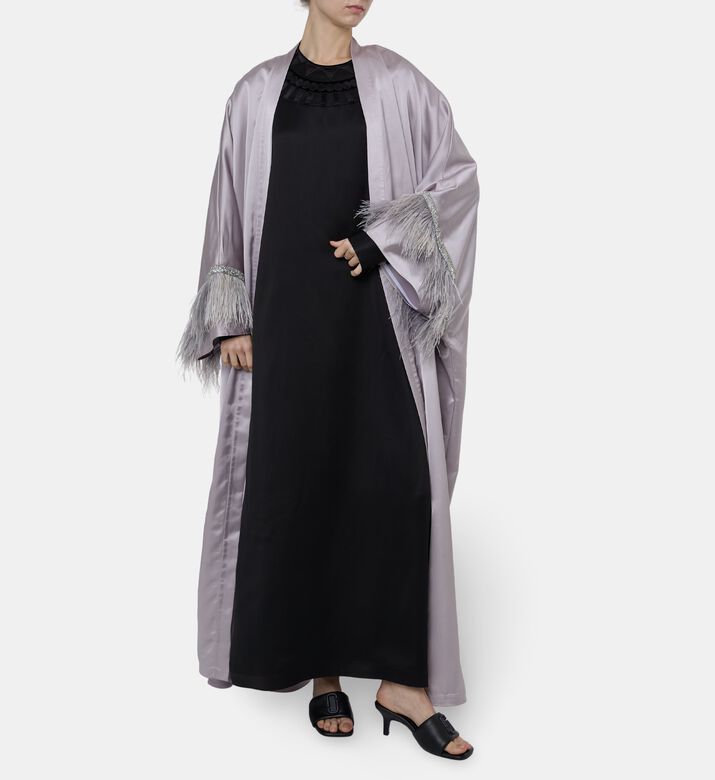 BARG Beaded Matching Scarf Abaya, Model View