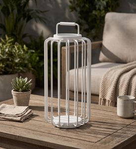 Villeroy and Boch Bangkok Aluminum Tall Lantern Lamp, White, Packshot View