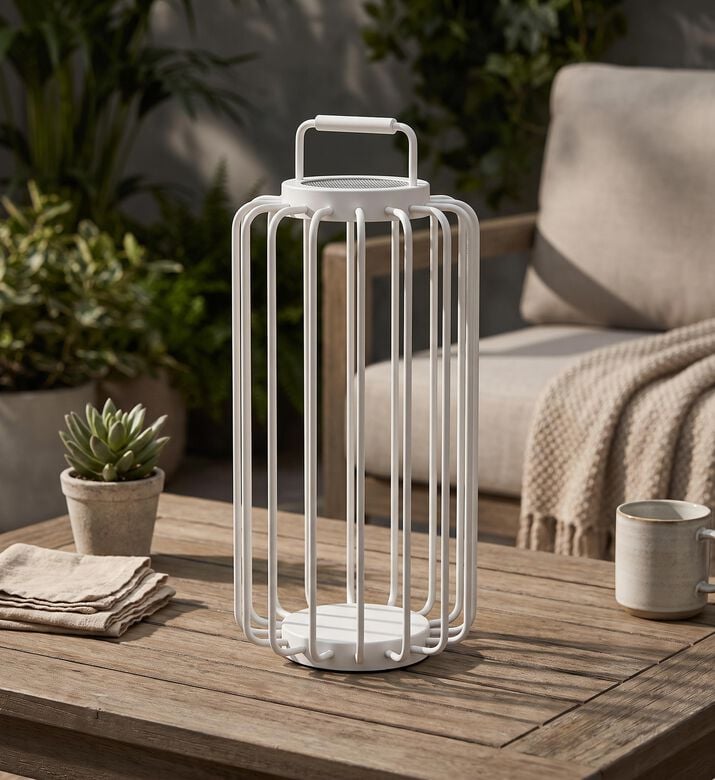 Villeroy and Boch Bangkok Aluminum Tall Lantern Lamp, White, Packshot View