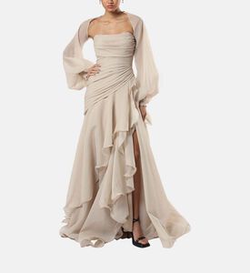Rushed Detached Sleeves Gown