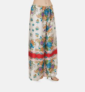 بنطال بوير واسع بزخارف زهرية