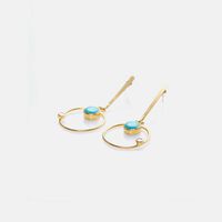 Long Gold-plated Round Turquoise Earrings