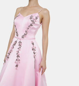 Floral-embroidery V-neck Dress