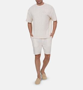 تيشيرت بروس قصير الأكمام مضلع بمربعات