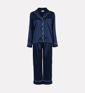 Galeries Lafayette Pinstripe Long-sleeve Shirt Pants Set, Blue, L, Packshot View