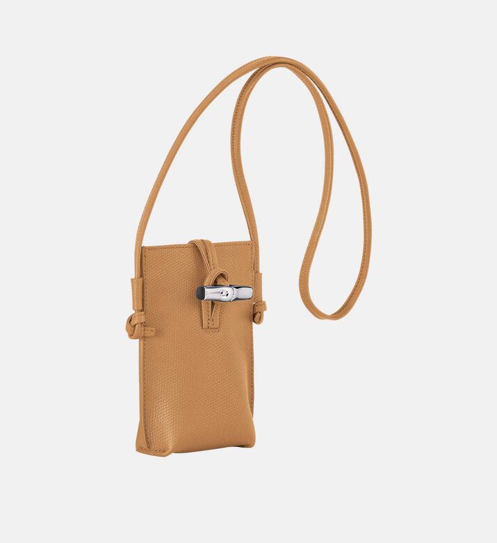 حقيبة هاتف جلد برقعة شعار