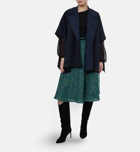 Blue For Burgundy Slit-style Sleeves Draped Cape, Model View