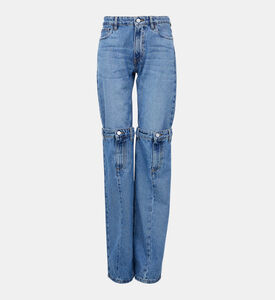 Cotton Open Knee Mid-rise Jeans