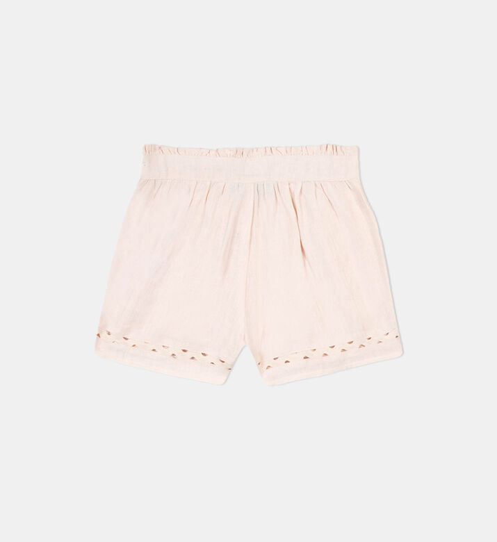 Girl Ric-rac Trim Linen Shorts
