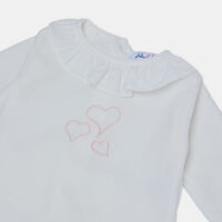 Ruffled Collar Embroidered Heart Onesie
