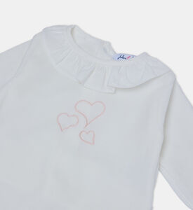 لبس قطعة واحدة بياقة مكشكشة مطرزة بقلوب