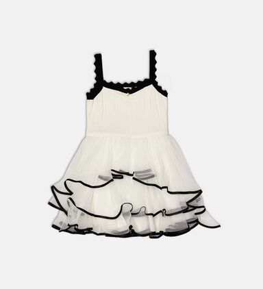 Contrast-trim Tulle Dress