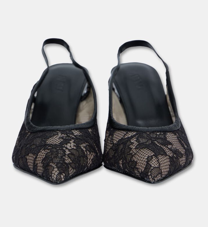 Atana Lace Slingback Slippers, Black, Eu-38, Packshot View