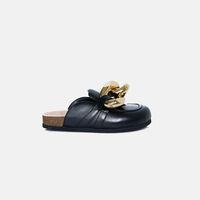 Leather Chain Loafer Mules