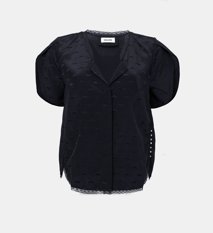 بلوزة حريرية بنقشة متموجة