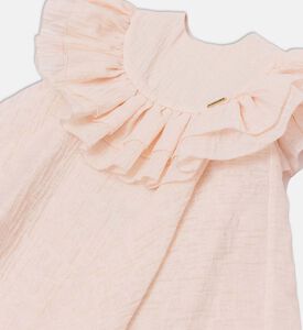 فستان قطن واسع بطبقات مكشكشة