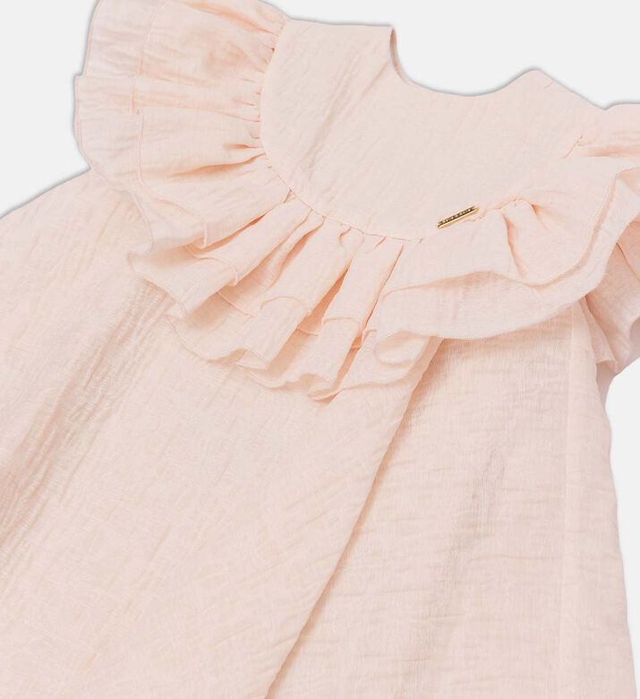 فستان قطن واسع بطبقات مكشكشة