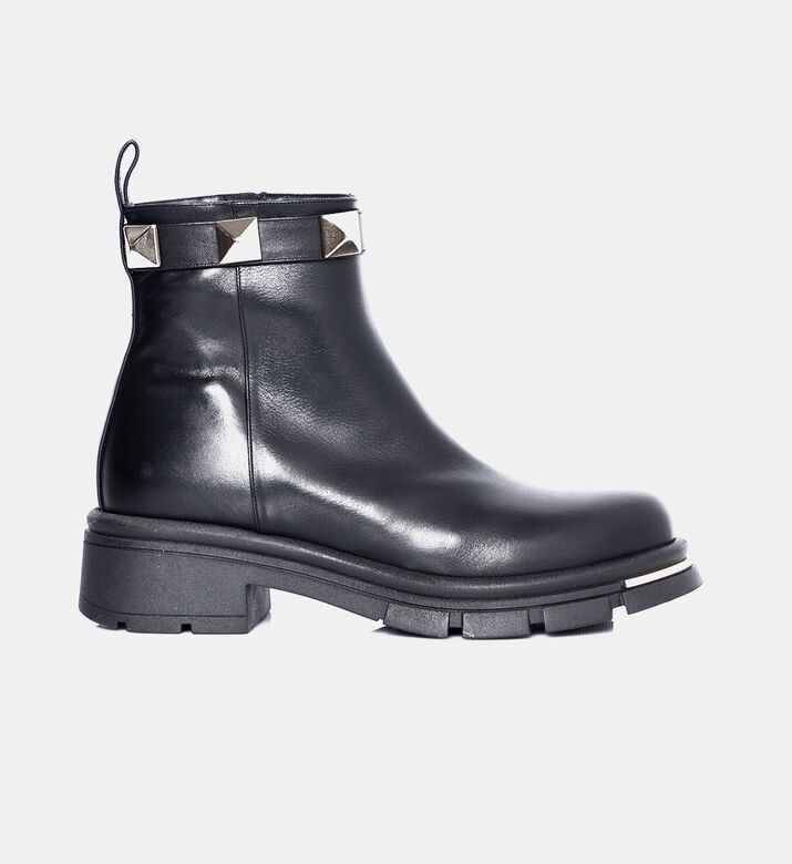 Leather Studded Ankle Boots